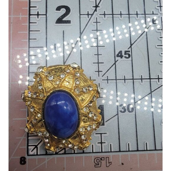 Lapis Inspired Sodalite & Crystal Clip-On Earrings Entrunscun Inspired Vintage - Picture 15 of 15